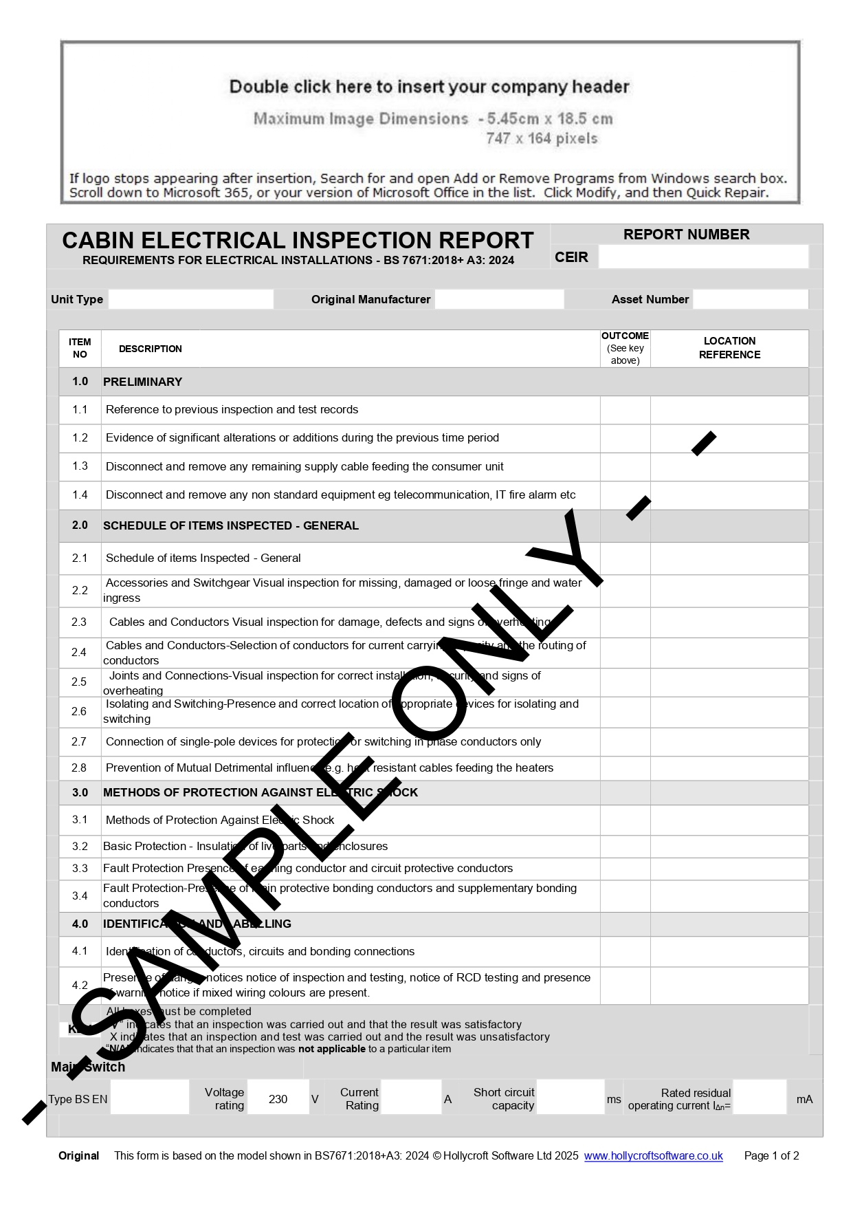 Portable Cabin Inspection Report (CEIR) - page 1 preview